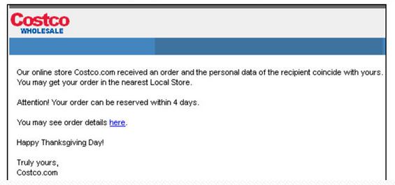 costco scam email