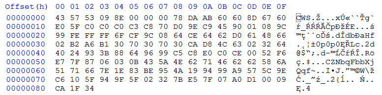 Hexdump of the original sample