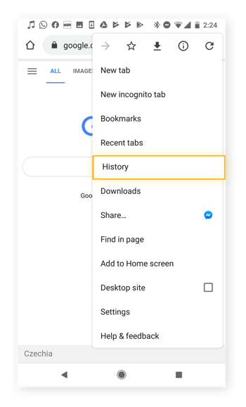 To delete cookies on the mobile version of Chrome, start by opening up settings.