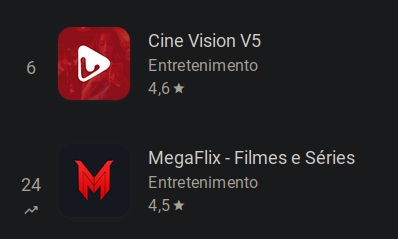 Aplicativos de streaming pirata na Google Play