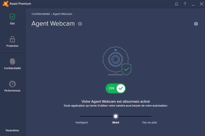 Fonctionnalité Agent Webcam Avast