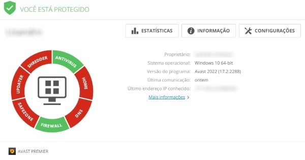 Conta do Avast - Detalhes dos Computadores