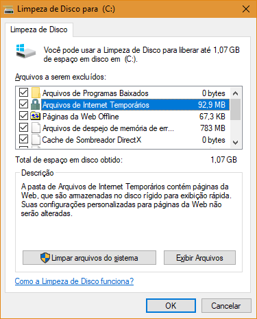 Limpeza de disco no Windows 10