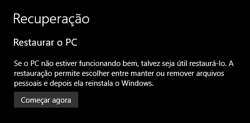 Restaurar o Windows 10
