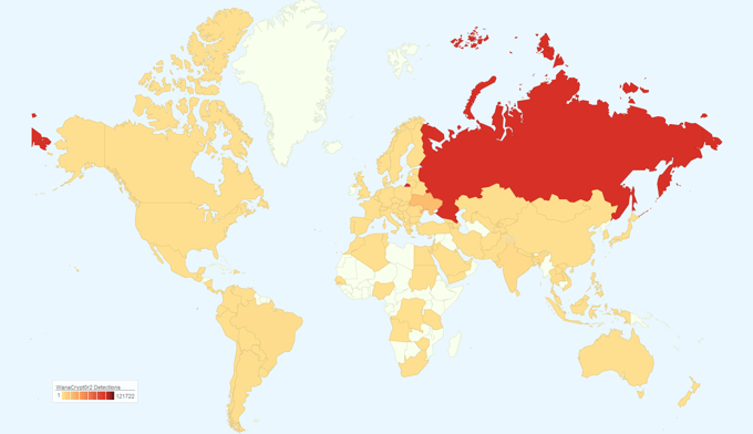 Carte des pays touchés par WannaCry - Avast