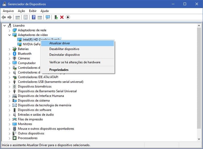 Gerenciador de Dispositivos: atualização de drivers Gerenciador de Dispositivos: atualização de drivers