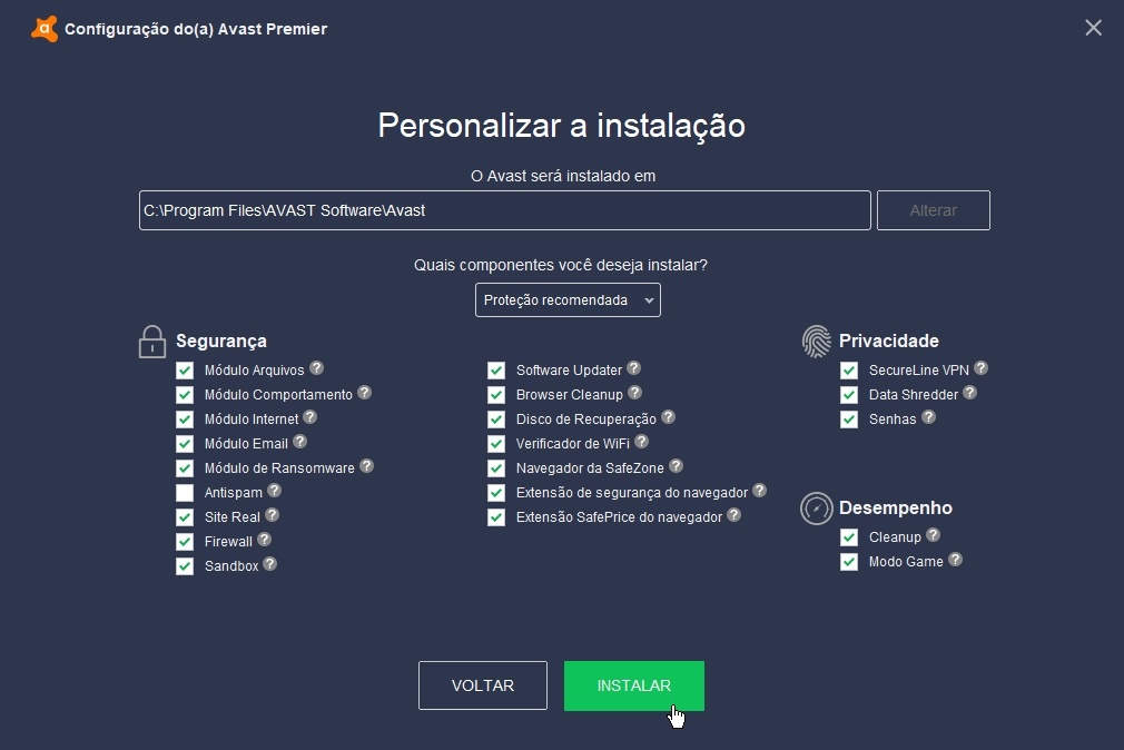 Instação do Avast Premier 2017