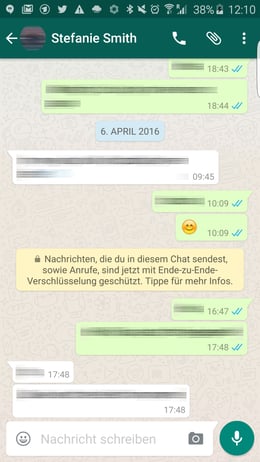 WhatsApp Verschlüsselung Meldung
