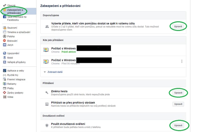 fb - nastavení