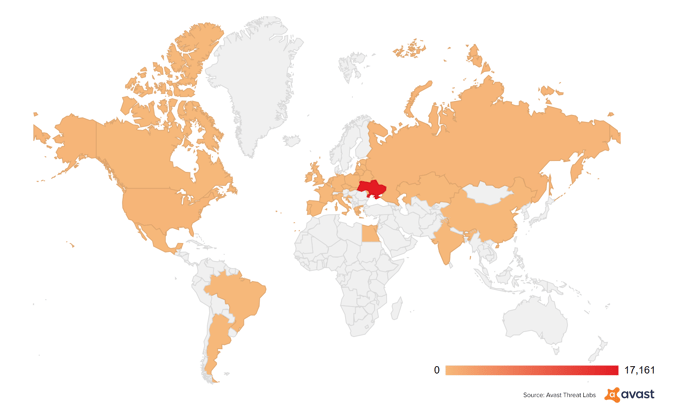 Carte des attaques de Petna - Avast