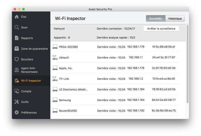 Wi-Fi Inspector pour Mac - Avast