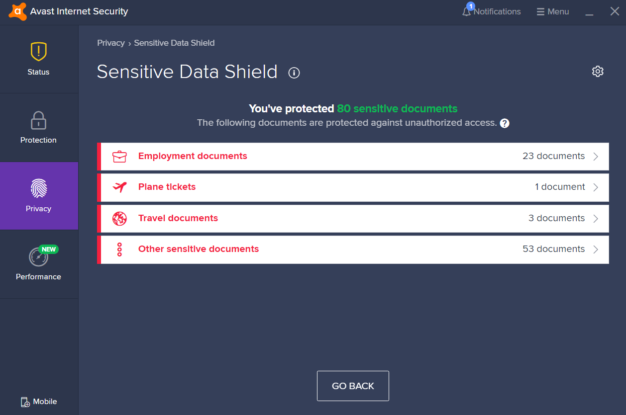 how does avast protect sensitive documents