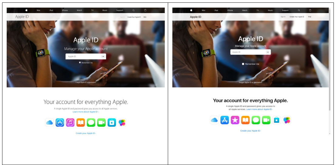 phishing-fake-vs-real-apple-site